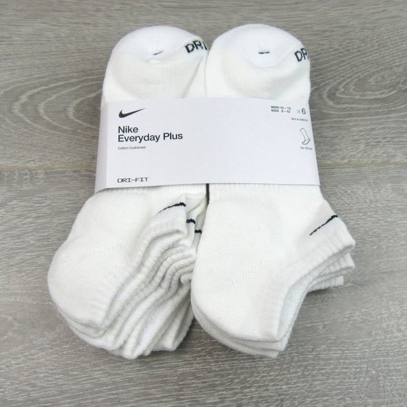 Nike Everyday Plus No Show Socks 6 Pack Mens Size 8-12 White Dri-Fit NEW - Picture 5 of 7